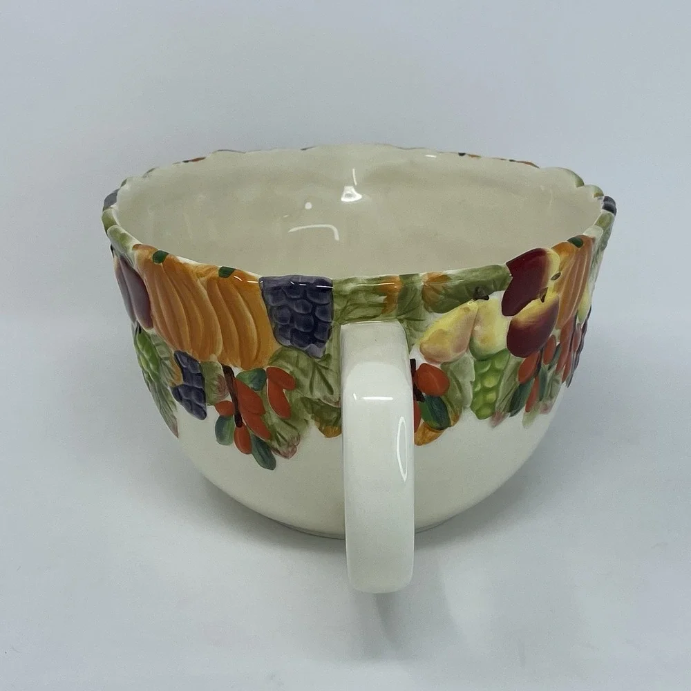 Harry David‎ Embossed Pitcher Serving Bowl 2007 Painted Fall Fruit Thanksgiving